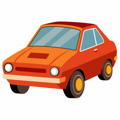 Fototapeta premium Orange vintage car with black and yellow wheels