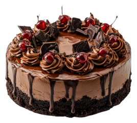 PNG Choco cake with cherries & frosting