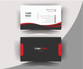 Double-sided creative business card template. Red corporate business card layout.