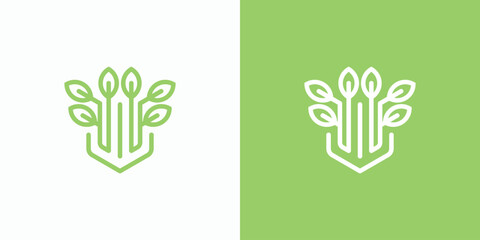 Technology connection leaf shape vector logo design with modern, simple, clean and abstract style. Icon for business, research and personal branding.