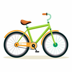 Fototapeta premium Green and Orange Bicycle with Black Tires