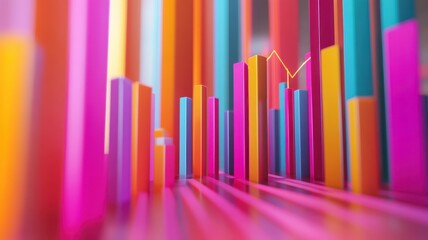 Obraz premium Colorful abstract bars create a dynamic visual representing growth and data analysis, perfect for business and marketing themes.