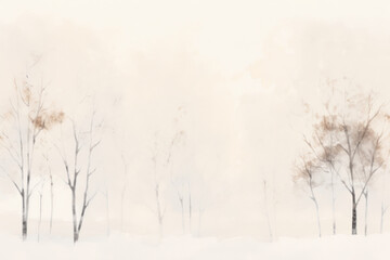 Serene watercolor winter forest png paint texture overlay, transparent background