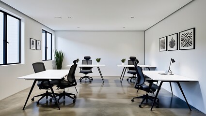 Discover the essence of modern simplicity with this minimalist office design, ideal for those who appreciate clean lines and uncluttered spaces. 