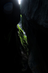 green cave in the alps