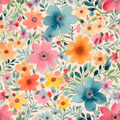 Fototapeta premium shabby chic cottage core ditsy floral pattern 
