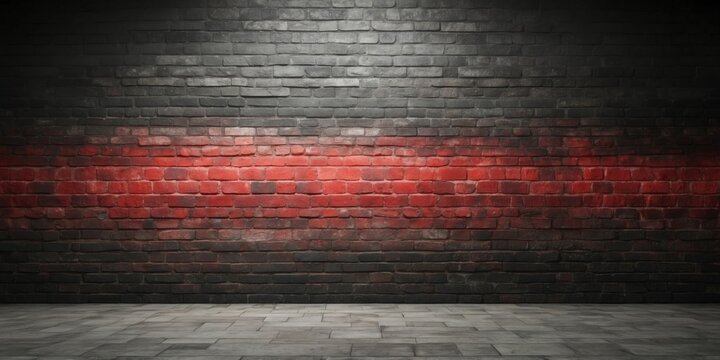 Fototapeta Black brick wall with red and gray bricks.