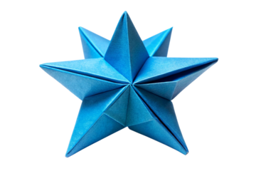Blue paper star origami png