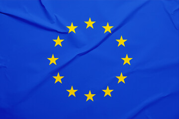 Flag of European Union, blue fabric with circle of stars