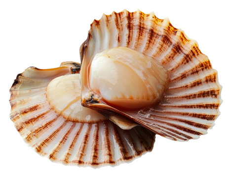 PNG Fresh scallops on white background