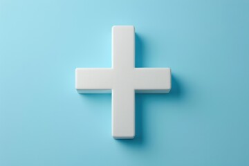 Obraz premium A white cross is on a blue background