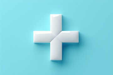 Fototapeta premium A white cross is displayed on a blue background