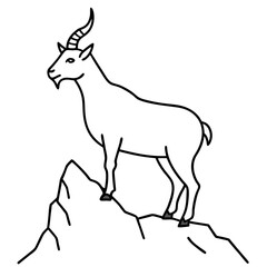 Majestic Goat on Rocky Mountain Peak - Vector Art Illustration