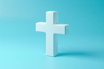 Obraz premium A white cross is on a blue background