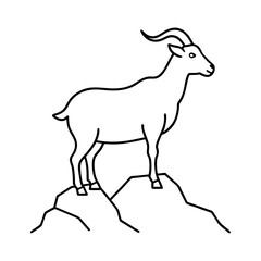 Majestic Goat on Rocky Mountain Peak - Vector Art Illustration