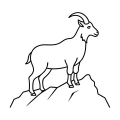 Majestic Goat on Rocky Mountain Peak - Vector Art Illustration
