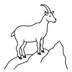 Majestic Goat on Rocky Mountain Peak - Vector Art Illustration