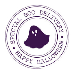 Happy Halloween Special Delivery Round Postal Stamp