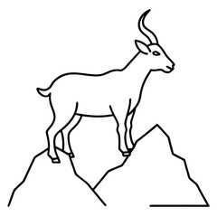 Majestic Goat on Rocky Mountain Peak - Vector Art Illustration