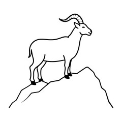 Majestic Goat on Rocky Mountain Peak - Vector Art Illustration