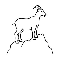 Majestic Goat on Rocky Mountain Peak - Vector Art Illustration