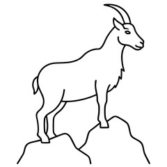 Majestic Goat on Rocky Mountain Peak - Vector Art Illustration