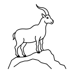 Majestic Goat on Rocky Mountain Peak - Vector Art Illustration