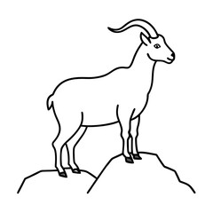 Majestic Goat on Rocky Mountain Peak - Vector Art Illustration