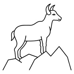 Majestic Goat on Rocky Mountain Peak - Vector Art Illustration