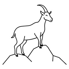 Majestic Goat on Rocky Mountain Peak - Vector Art Illustration