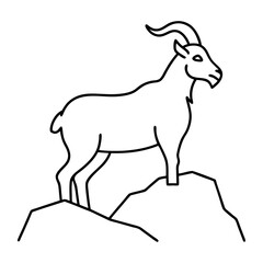Majestic Goat on Rocky Mountain Peak - Vector Art Illustration