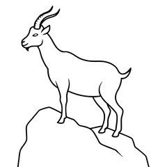 Majestic Goat on Rocky Mountain Peak - Vector Art Illustration