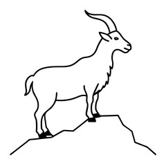 Majestic Goat on Rocky Mountain Peak - Vector Art Illustration