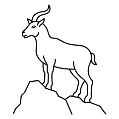 Majestic Goat on Rocky Mountain Peak - Vector Art Illustration