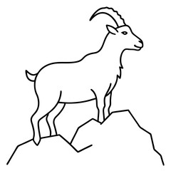 Majestic Goat on Rocky Mountain Peak - Vector Art Illustration