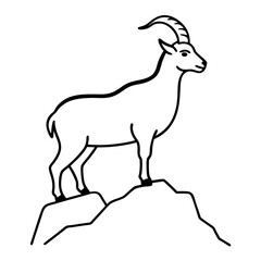 Majestic Goat on Rocky Mountain Peak - Vector Art Illustration