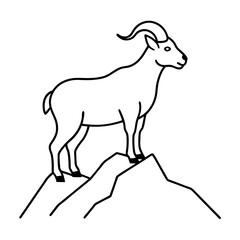 Majestic Goat on Rocky Mountain Peak - Vector Art Illustration