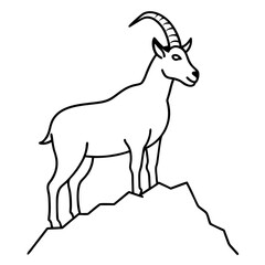 Majestic Goat on Rocky Mountain Peak - Vector Art Illustration
