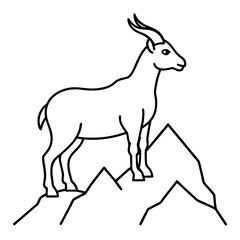 Majestic Goat on Rocky Mountain Peak - Vector Art Illustration