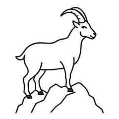 Majestic Goat on Rocky Mountain Peak - Vector Art Illustration