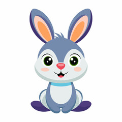 Cartoon Illustration of a Happy Sitting Rabbit