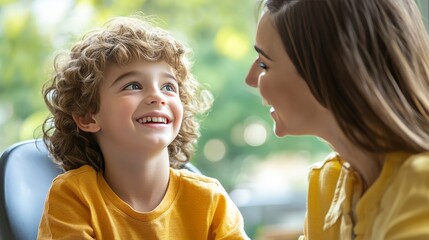 Fototapeta premium A joyful interaction between a child and an adult, sharing a moment of connection.