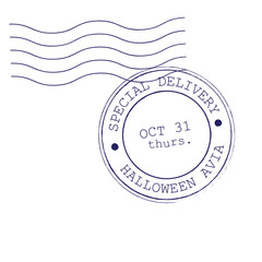 Happy Halloween Round Postal Stamp