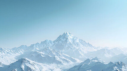 Obraz premium Majestic snow covered mountains rise under clear blue sky, evoking sense of tranquility and awe. vast landscape invites exploration and adventure.