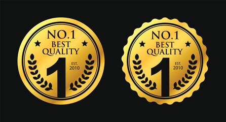 No. 1 Best Quality label, golden circle with silhouette of number 1 vector label. suitable for icon, logo, sticker, seal, badge, emblem, stamp, etc.