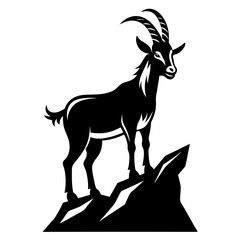 Majestic Goat on Rocky Mountain Peak - Vector Art