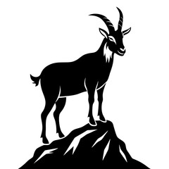 Majestic Goat on Rocky Mountain Peak - Vector Art
