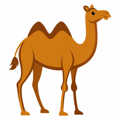 Cartoon Illustration of a Standing Brown Camel