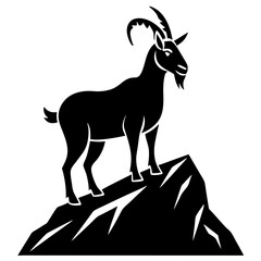 Majestic Goat on Rocky Mountain Peak - Vector Art
