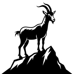 Obraz premium Majestic Goat on Rocky Mountain Peak - Vector Art